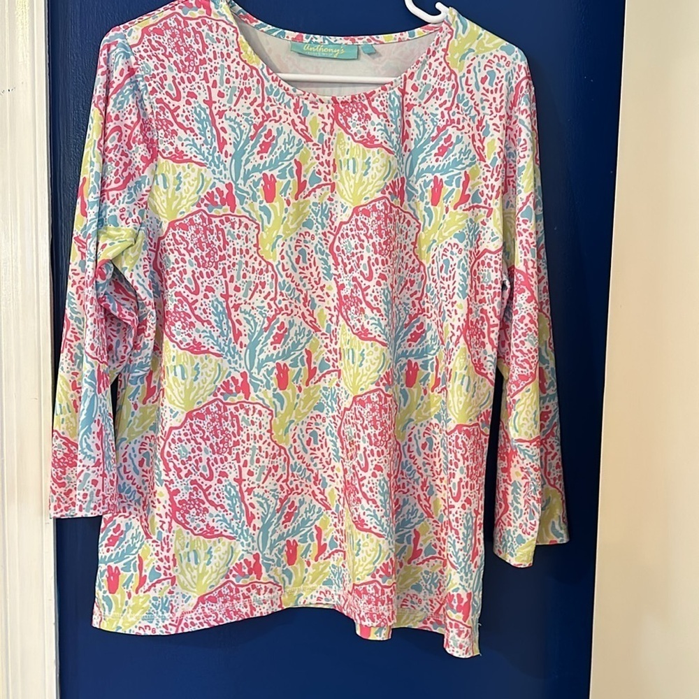Women’s Anthony’s Multi Color Nylon & Spandex Long Sleeve Top Size Large - Picture 3 of 7